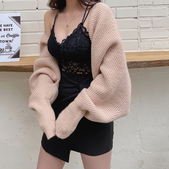 CHUU Knotted Bodycon High-Waisted Black Mini Skirt Asymmetrical - Picture 5 of 5